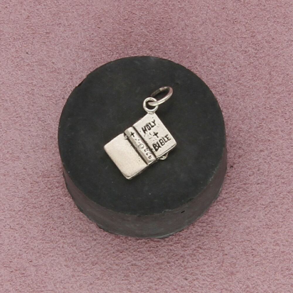 sterling silver vintage open holy bible charm pendant